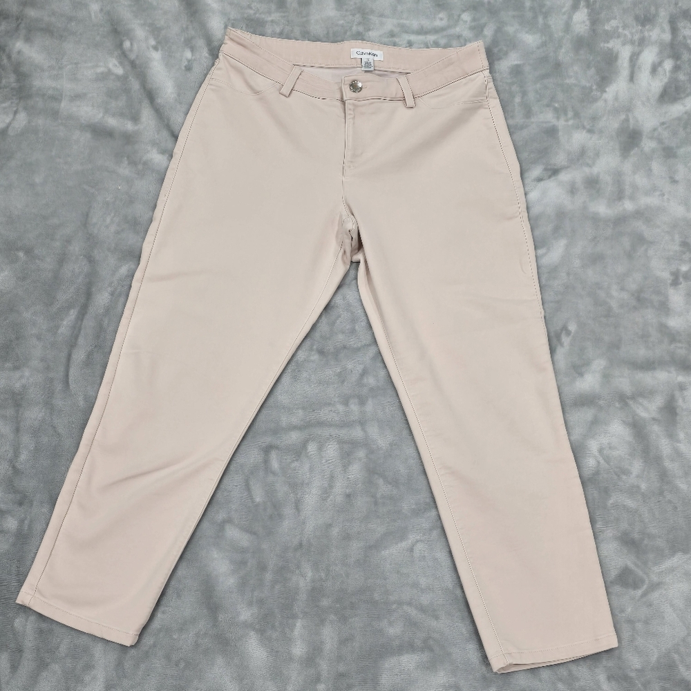 Calvin Klein Pale Pink Womens 10 Stretch Dress Pants Straight Leg Ankle